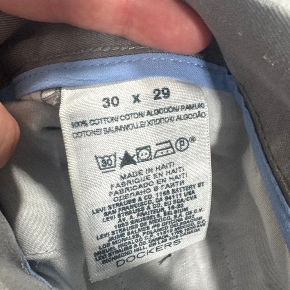 Dockers Mens Slim Fit Chino Pants 30x29 Gray Casual Classic Workwear Everyday